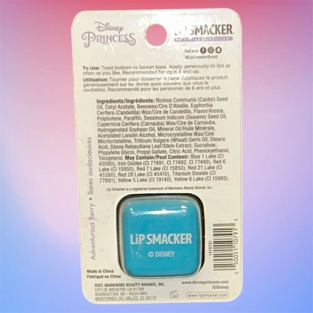 Disney Princess Ariel Lip Smacker Cube Lip Balm Keychain Clip Adventurous Berry